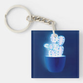 Blauwe cactus sleutelhanger (voorkant)