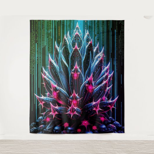 Blauwe-Cactus Wandkleed (Voorkant)