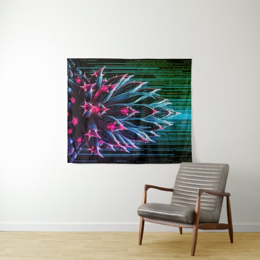 Blauwe Cactus Wandkleed (In Situ (horizontaal))