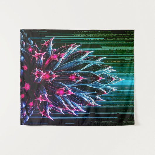 Blauwe Cactus Wandkleed (Voorkant (horizontaal))