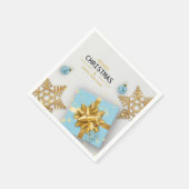 Blauwe cadeaudoos met kerstballen Goud Snowflakes Servet (Hoek)