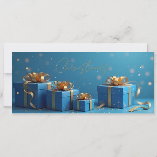 blauwe cadeaus, gouden linten (Voorkant)