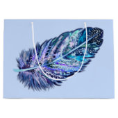 Blauwe cadeautas met veer - aanpasbaar (Voorkant)