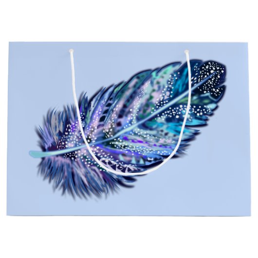 Blauwe cadeautas met veer - aanpasbaar (Voorkant)