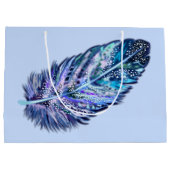 Blauwe cadeautas met veer - aanpasbaar (Achterkant)