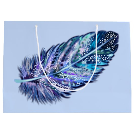 Blauwe cadeautas met veer - aanpasbaar (Achterkant)