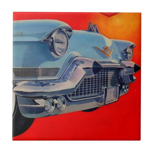 Blauwe Cadillac grille uit de jaren '50 Tegeltje (Voorkant)