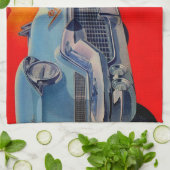 Blauwe Cadillac grille uit de jaren '50 Theedoek (Gevouwen)