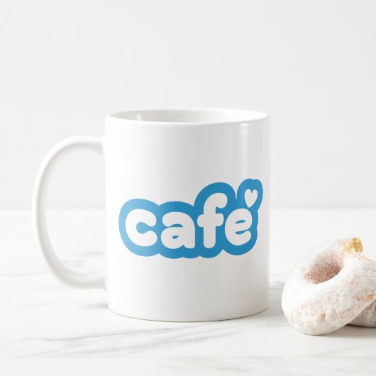 Blauwe "Café" Mok met hartdetail (Met donut)