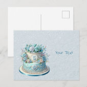 Blauwe cake bloemen ansichtkaart briefkaart (Voorkant / Achterkant)