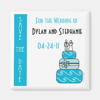 Blauwe Cake Save the Wedding Date Magnet
