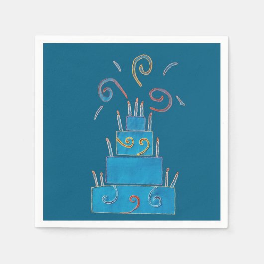 Blauwe cake servet (Voorkant)