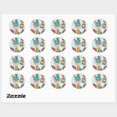 Blauwe Cakes en Roze RoseTea voor Marie Antoinette Ronde Sticker (Vel)