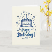 Blauwe Cakes Verjaardagskaart Kaart (Gele Bloem)