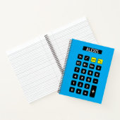 Blauwe calculator met naam notitieboek (Binnen)