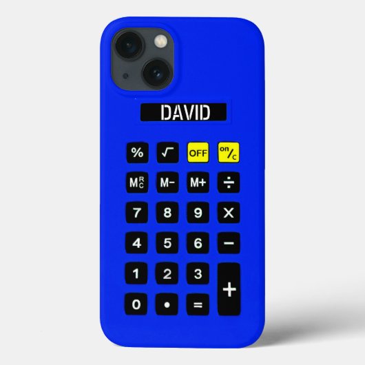 Blauwe calculator met toetsenblok Case-Mate iPhone case (Achterkant)