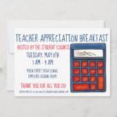 Blauwe calculator Wiskunde lerarenwaardering Kaart (Voorkant)