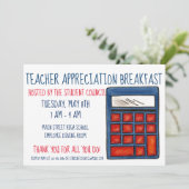 Blauwe calculator Wiskunde lerarenwaardering Kaart (Staand voorkant)