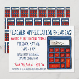 Blauwe calculator Wiskunde lerarenwaardering Kaart