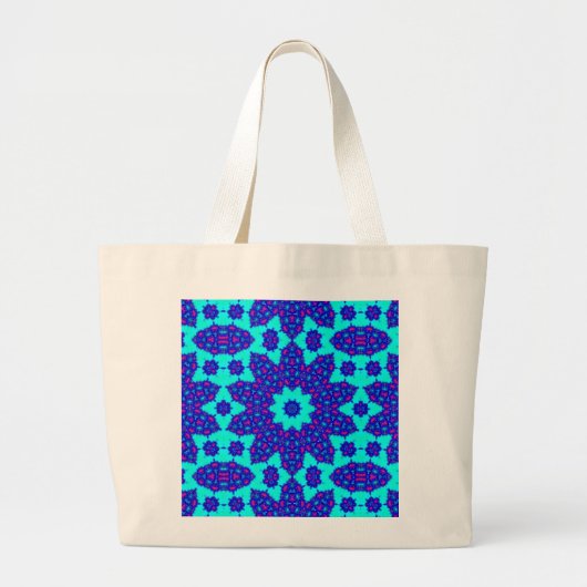 Blauwe caleidoscoop bloeide grote tote bag (Voorkant)
