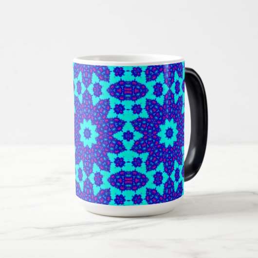 Blauwe caleidoscoop bloeide magische mok (Voorkant rechts)