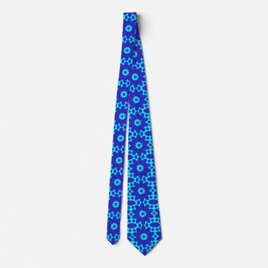 Blauwe caleidoscoop bloeide stropdas (Achterkant)