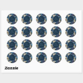 Blauwe Calla Lelies Bloem Retro Bruiloft Ronde Sticker (Vel)