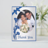 Blauwe Calla-leugens Dank u voor uw kaart met foto (Staand voorkant)