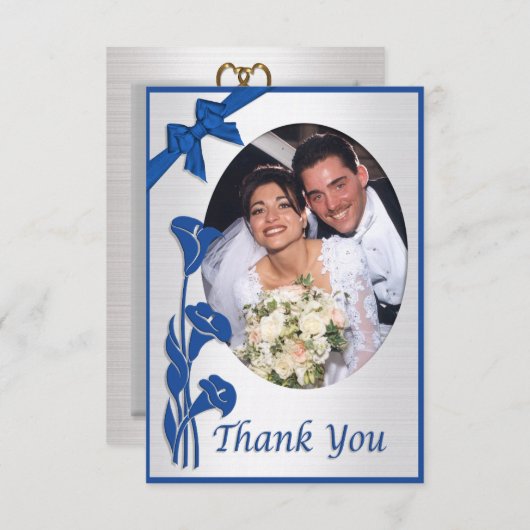 Blauwe Calla-leugens Dank u voor uw kaart met foto (Voorkant / Achterkant)