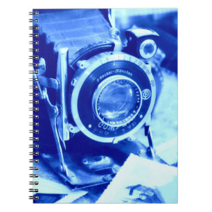 blauwe camera notitieboek