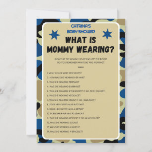 Blauwe Camo Baby Shower - Bewerkbare Naam, 5x7 Kaart