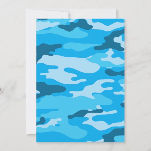 Blauwe Camo Baby Sprinkle-uitnodiging, camouflage  Kaart (Achterkant)