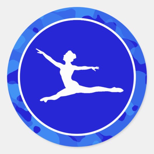 Blauwe Camo; Camouflage Ballet Ronde Sticker (Voorkant)