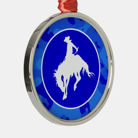 Blauwe Camo; Camouflage Rodeo Metalen Ornament (Rechts)