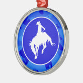 Blauwe Camo; Camouflage Rodeo Metalen Ornament (Links)