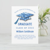 Blauwe Camo Graduation Party Kaart (Staand voorkant)