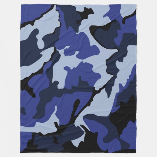 Blauwe camo, grote fleece deken (Voorkant)