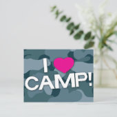 Blauwe Camo, ik hou van CAMP! Briefkaart (Staand voorkant)