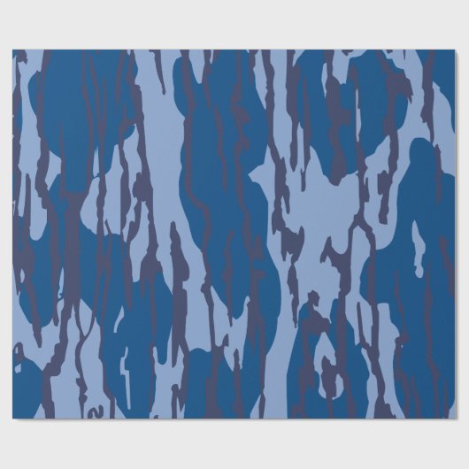 Blauwe Camo Militaire Patroon Blauwe Camouflage Cadeaupapier (Vlak)