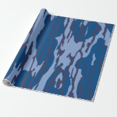 Blauwe Camo Militaire Patroon Blauwe Camouflage Cadeaupapier (Uitgerold)