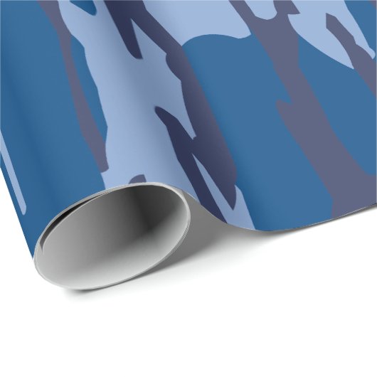Blauwe Camo Militaire Patroon Blauwe Camouflage Cadeaupapier (Rol Hoek)