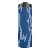 Blauwe Camo Militaire Patroon Blauwe Camouflage Thermosbeker (Voorkant)