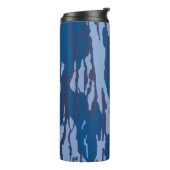 Blauwe Camo Militaire Patroon Blauwe Camouflage Thermosbeker (Gedraaid links)