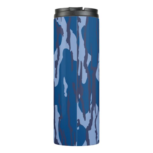 Blauwe Camo Militaire Patroon Blauwe Camouflage Thermosbeker (Achterkant)