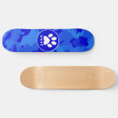 Blauwe Camo; Paw Print Persoonlijk Skateboard (Horizontaal)