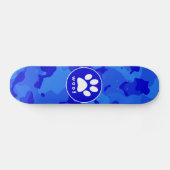 Blauwe Camo; Paw Print Persoonlijk Skateboard (Horizontaal)
