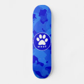 Blauwe Camo; Paw Print Persoonlijk Skateboard (Voorkant)