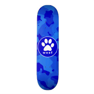 Blauwe Camo; Paw Print Persoonlijk Skateboard