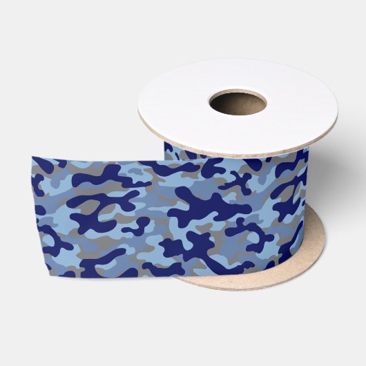Blauwe Camo Satijnen Lint (Spoel)