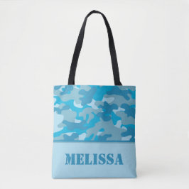 Blauwe Camouflage | Gepersonaliseerd Tote Bag